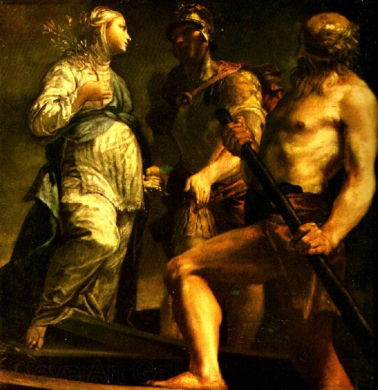 Giuseppe Maria Crespi aeneas med sibyllan och charon Spain oil painting art